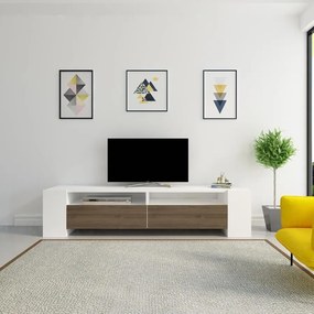 TV szekrény Sosruko - White, Walnut