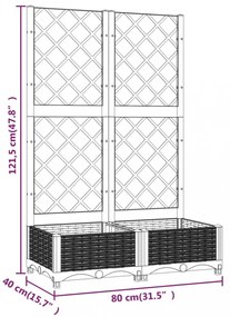 sötétszürke PP rácsos kerti ültetőláda 80 x 40 x 121,5 cm