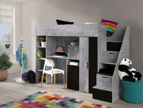 Kombinált gyerekágy 90 cm Kesa 14 (beton + matt fekete). 1085828