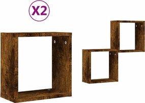 vidaXL 2 db füstös tölgy színű fali kockapolc 30 x 15 x 30 cm