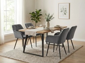 Szürke LOREN VELVET étkezőszék fekete lábakkal