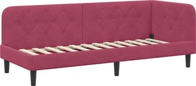 vidaXL Sarokágy keret fejtámlával Bordó 80 x 200 cm Bársony