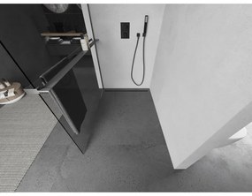 Mexen Kioto+, Walk-In zuhanyparaván polccal és akasztóval 80 x 200 cm, 8 mm átlátszó üveg, grafit profil, 800-080-121-66-00