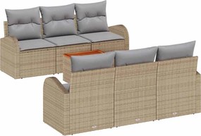 vidaXL Kerti Kanapé Szett párnával 7 pcs Bézs polirattan