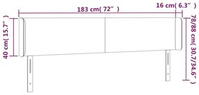 krémszínű szövet LED-es fejtámla 183 x 16 x 78/88 cm