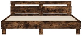 füstös tölgy színű szerelt fa ágykeret fejtámlával 180x200 cm