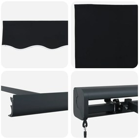 Kézi Behúzható Napernyő Fekete 300x250 cm