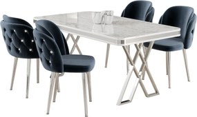 Rigel étkezőgarnitúra, fehér-króm, 130 cm – TR240CHR2228