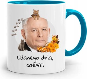 Kék Vicces Bögre Jaroslaw Kaczynski fényképes nyomattal