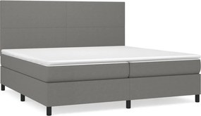 vidaXL sötétszürke szövet rugós ágy matraccal 200 x 200 cm