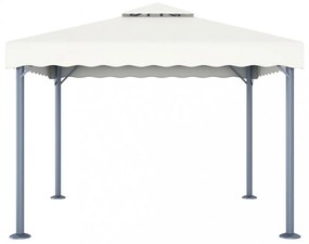 krémszínű alumíniumpavilon LED fényfüzérrel 300 x 300 cm