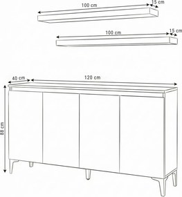 Stella konyhaszekrény, fehér, 120 cm – TR285VST1119