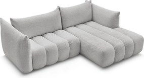 Világosszürke buklé sarokkanapé (jobb oldali-heverő résszel) Azra – Bobochic Paris