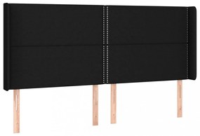 fekete szövet fejtámla szárnyakkal 183x16x118/128 cm
