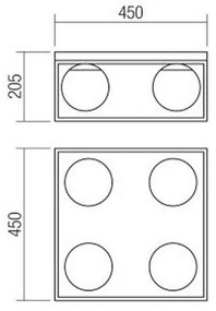 Redo 01-3055 - Mennyezeti lámpa ZODIAC 4xE14/28W/230V