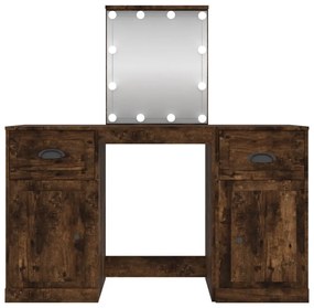 füstös tölgy színű fésülködőasztal LED-del 130 x 50 x 132,5 cm