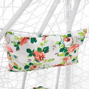 Függő dupla fotel, fehér/minta virág, DALVEA 2 NEW