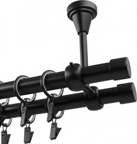 Dupla függönykarnis Fém Mennyezeti 19+19mm Fekete Matt 300cm Luna