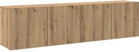 vidaXL 2 db kézműves tölgy falra szerelhető TV-szekrény 80x30x41 cm