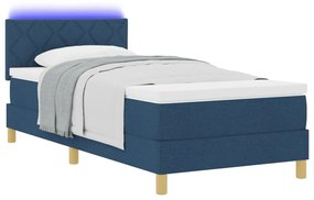 Boxspring ágy matraccal és LED-del Kék 100x200 cm Szövet