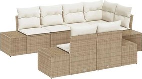 vidaXL Kerti Kanapé Szett tárolóval 7 pcs Beige és krém polirattan