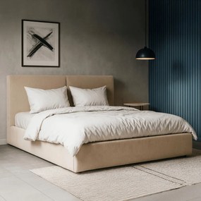 MARSYLIA 160x200-as franciaágy, bézs kordbársony, ágyneműtartóval