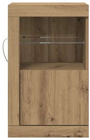 LED világítással ellátott oldalszekrények 2 db Kézműves tölgy 41x37x67 cm