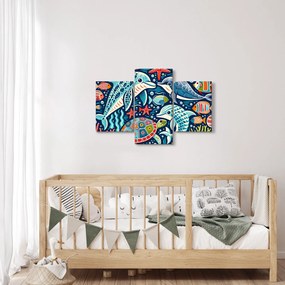 Kép – Rajzolt vízi állatok (90x60 cm)