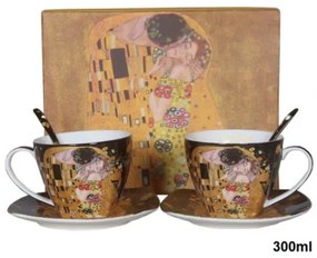 P.P.W8KL360-22406 Porceláncsésze+alj kanállal, 2 személyes, 300ml, Klimt:The Kiss