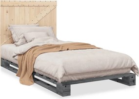vidaXL szürke tömör fenyőfa ágykeret fejtámlával 100 x 200 cm