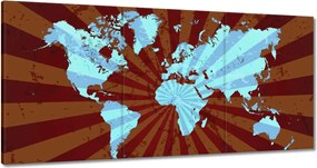 Festmények 120x60 Kék világtérkép