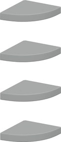 vidaXL 4 db szürke MDF lebegő sarokpolc 25 x 25 x 3,8 cm