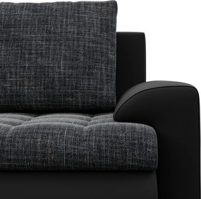 Tokio sarokkanapé, 2 ágyneműtartóval, fonott + műbőr, baloldali, szürke - fekete