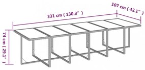 13 részes szürke polyrattan kerti étkezőgarnitúra párnákkal