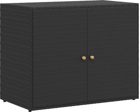 vidaXL fekete polyrattan kerti tárolószekrény 100 x 55,5 x 80 cm