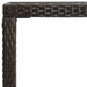 barna polyrattan és üveg kerti bárasztal 130 x 60 x 110 cm