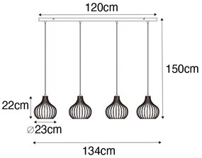 Modern lógólámpa fekete 4-lámpás - Saffira