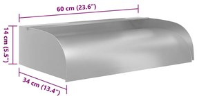 304-es rozsdamentes acél vízesés LED-ekkel 60 x 34 x 14 cm