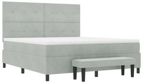 Boxspring Ágy Matraccal és Padlóval, Világosszürke, 180x200 cm, Bársony