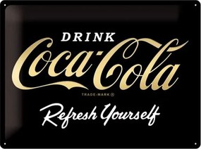 Fém tábla Coca-Cola - Logo Gold, (40 x 30 cm)