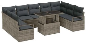 vidaXL Kerti Kanapé Szett párnával 10 pcs Szürke polirattan