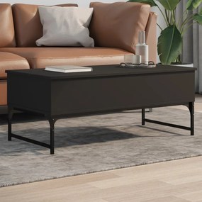 Fekete szerelt fa és fém dohányzóasztal 100 x 50 x 40 cm