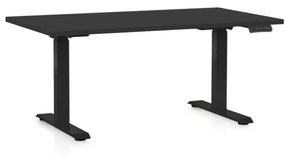 OfficeTech D állítható magasságú asztal, 140 x 80 cm, fekete alap, fekete