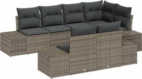 vidaXL Kerti Kanapé Szett párnával 7 pcs Szürke Poli rattan