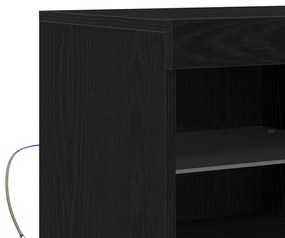 Oldalszekrény LED Műszaki Fekete tölgy 81x37x67 cm