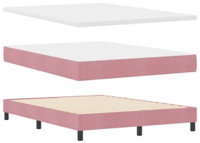 Boxspring Ágy Mattal &amp; LED Rózsaszín 160x200 cm Bársony