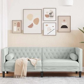 Chesterfield kanapé Világosszürke 194 x 74.5 x 70.5 cm Bársony
