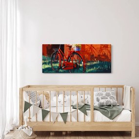 Piros kerék képe, akril festés (120x50 cm)