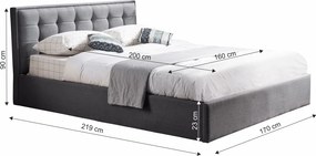 Ágy, szürke, 160x200, ELSIE