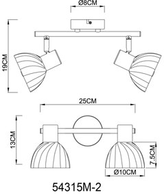 Globo 54315M-2 - Spotlámpa ZACHERY 2xE14/40W/230V arany